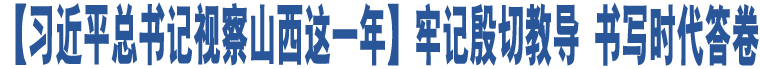 【習(xí)近平總書(shū)記視察山西這一年】牢記殷切教導(dǎo) 書(shū)寫(xiě)時(shí)代答卷