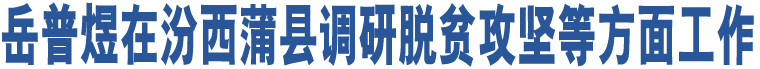 岳普煜在汾西蒲縣調(diào)研脫貧攻堅(jiān)等方面工作