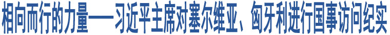 相向而行的力量——習近平主席對塞爾維亞、匈牙利進行國事訪問紀實