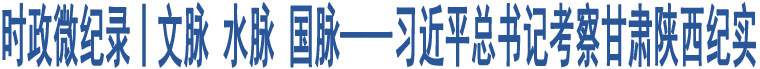 時(shí)政微紀(jì)錄丨文脈 水脈 國(guó)脈——習(xí)近平總書(shū)記考察甘肅陜西紀(jì)實(shí)