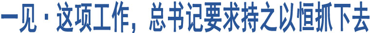 一見(jiàn)·這項(xiàng)工作，總書(shū)記要求持之以恒抓下去