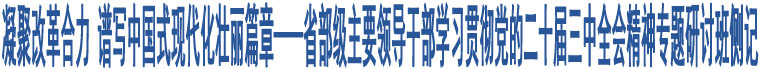 凝聚改革合力 譜寫中國式現代化壯麗篇章——省部級主要領導干部學習貫徹黨的二十屆三中全會精神專題研討班側記