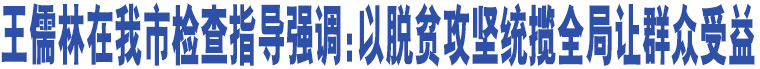 王儒林在我市檢查指導(dǎo)強(qiáng)調(diào):以脫貧攻堅統(tǒng)攬全局讓群眾受益