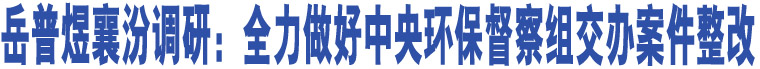 岳普煜襄汾調研：全力做好中央環(huán)保督察組交辦案件整改