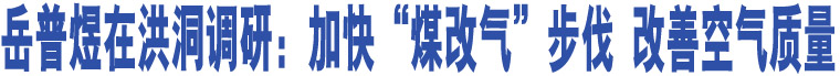岳普煜在洪洞調研：加快“煤改氣”步伐 改善空氣質量
