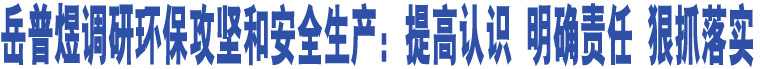 岳普煜調(diào)研環(huán)保攻堅(jiān)和安全生產(chǎn)：提高認(rèn)識(shí) 明確責(zé)任 狠抓落實(shí)