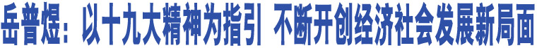 岳普煜：以十九大精神為指引 不斷開創(chuàng)經(jīng)濟社會發(fā)展新局面